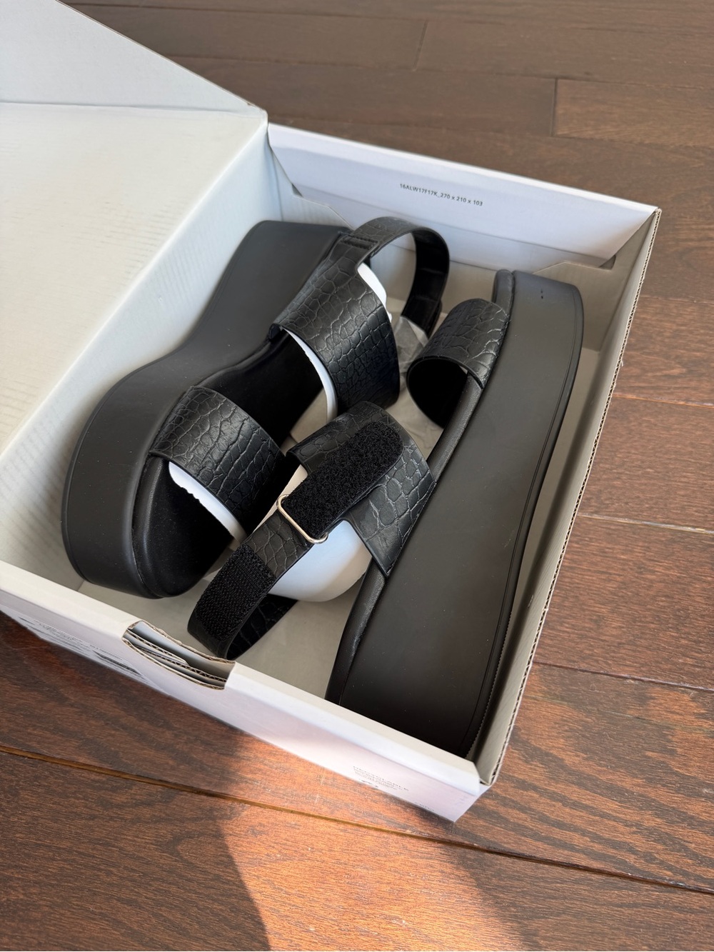 Aldo Black Croc-Texture Platform Sandals size 7